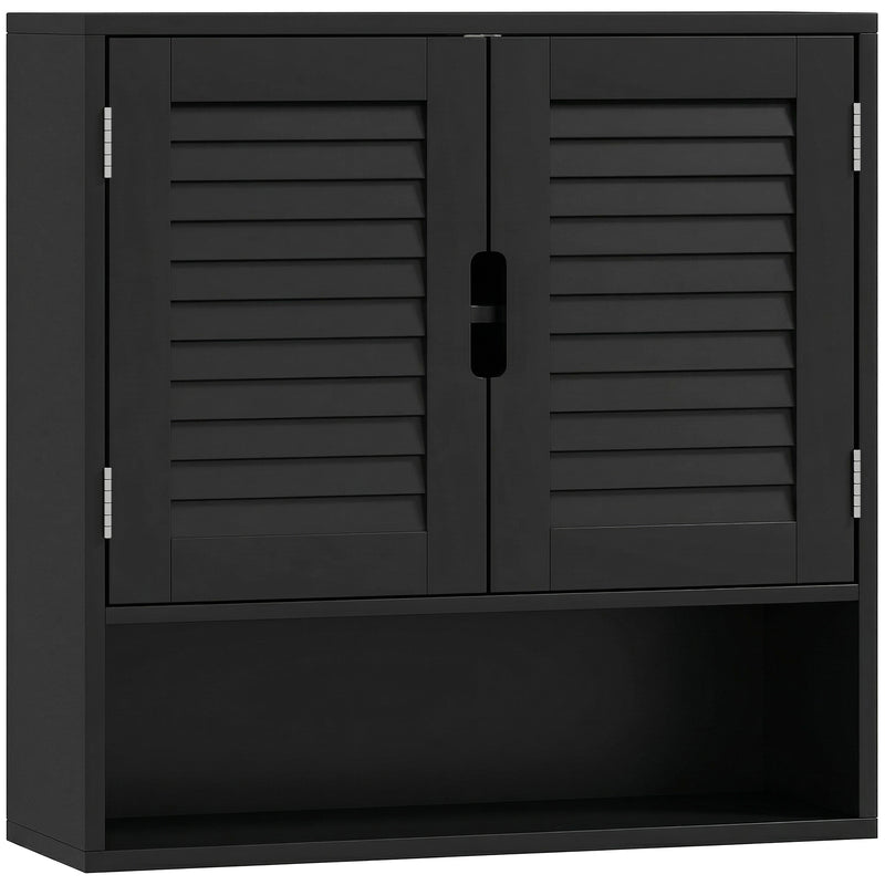 Wall Mounted Bathroom Cabinet With Adjustable Shelves For Compact Storage Black AOSOM