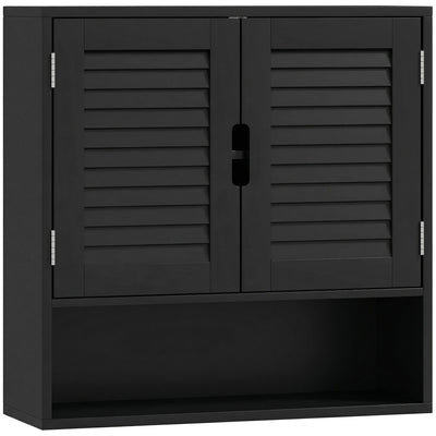 Wall Mounted Bathroom Cabinet With Adjustable Shelves For Compact Storage Black AOSOM
