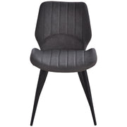 Set of 2 PU Leather Dining Chairs with Padded Seats and Steel Frame for Kitchen Grey