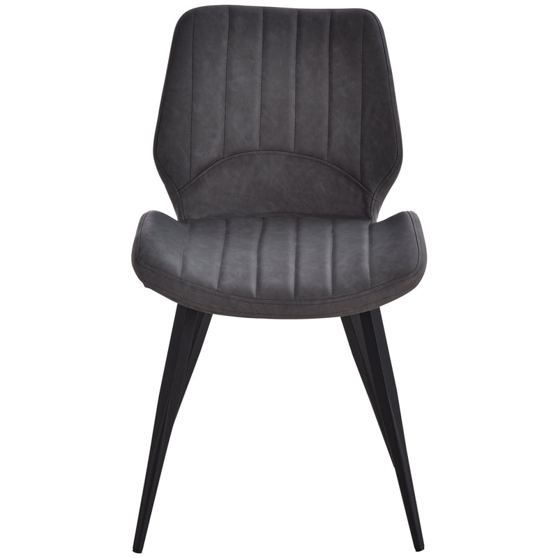 Set of 2 PU Leather Dining Chairs with Padded Seats and Steel Frame for Kitchen Grey