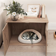 Walnut Brown Cat Litter Box Enclosure with Double Doors and Side Entrance by PawHut