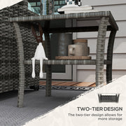 Grey Rattan Square Outdoor Coffee Table With Storage Shelf Ideal For Patio or Garden Use