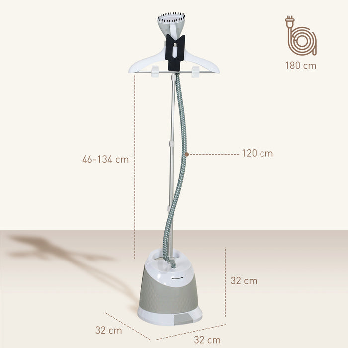 1800W Standing Clothes Steamer with Accessories Grey by HOMCOM