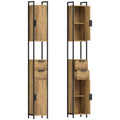 Slim Bathroom Storage Cabinet for Small Spaces with Adjustable Shelves Brown Black
