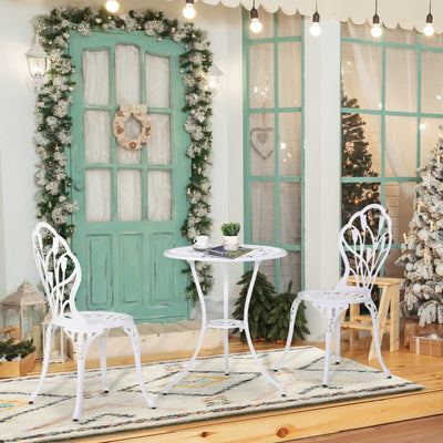 3 Piece White Aluminium Bistro Set with Table and Chairs for Garden or Balcony by Outsunny