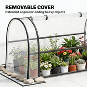 Raised Garden Bed with Clear Greenhouse Cover for Easy Gardening and Plant Protection Black Outsunny