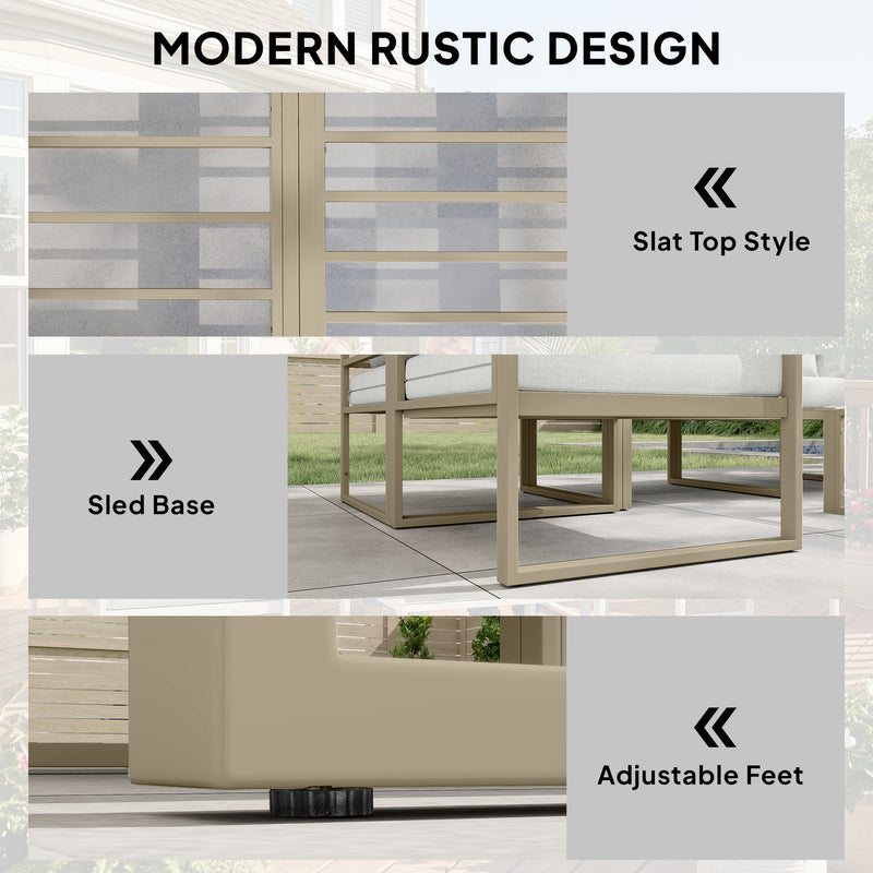 Garden Sofa Set with Gold Metal Frames Thick White Cushions and Coffee Table for Flexible Outdoor Seating