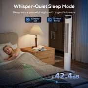 Tower Fan with Smart App Control and Quiet Sleep Mode for Home and Bedroom White AOSOM