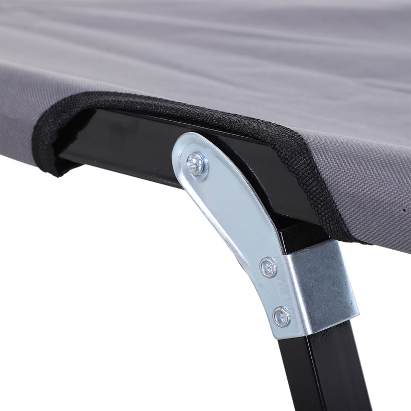 Double Folding Camping Bed for Two Adults Raised Off Ground Grey
