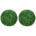 Set of Two Green Artificial Boxwood Ball Plants for Indoor and Outdoor Decoration