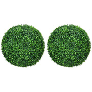 Set of Two Green Artificial Boxwood Ball Plants for Indoor and Outdoor Decoration