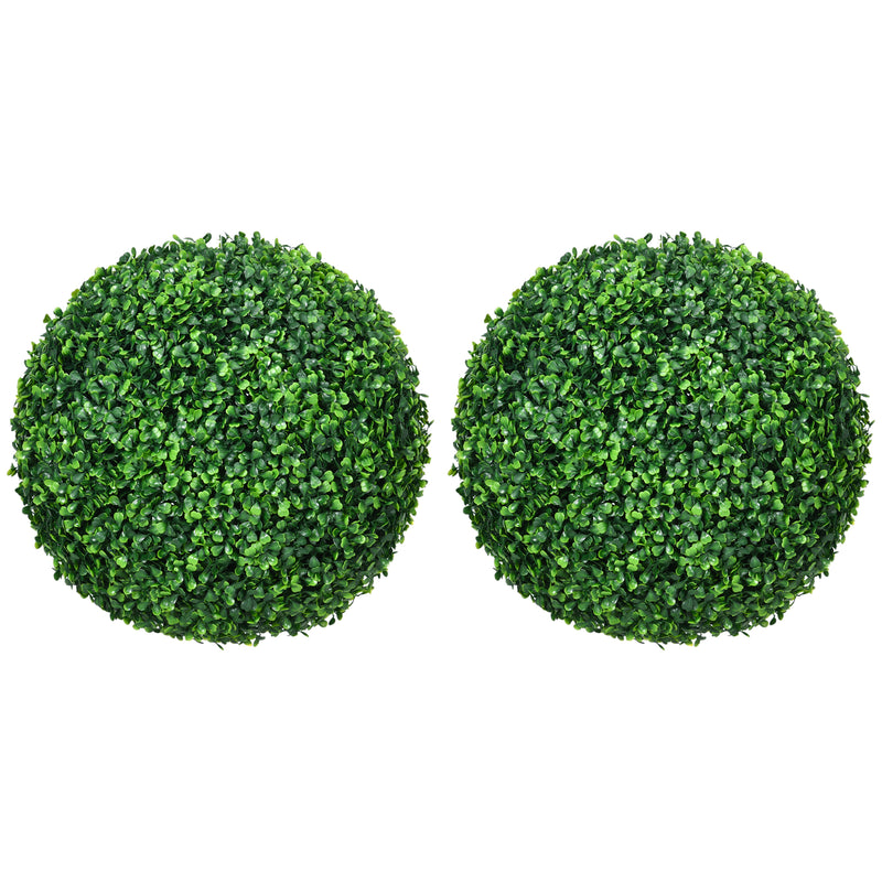 Set of Two Green Artificial Boxwood Ball Plants for Indoor and Outdoor Decoration