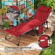 Five Position Reclining Sun Lounger Lightweight and Adjustable in Red by Outsunny