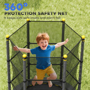 Kids Trampoline with Safety Enclosure for Outdoor and Indoor Play 4.6FT Black AOSOM