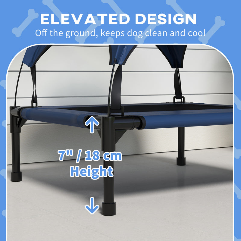 Cooling Raised Pet Bed with Breathable Mesh Ideal for Small and Medium Dogs Dark Blue