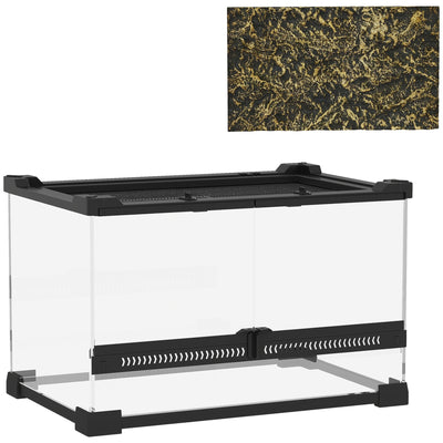 Reptile Glass Terrarium with Front Ventilation and Secure Lock for Small Pets Black