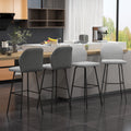 Set of 4 Upholstered Bar Stools with Backs Steel Legs for Kitchen or Dining Room Light Grey AOSOM