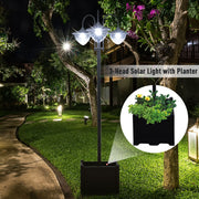 189cm Black Solar Lamp Post with Planter 3 Head Automatic LED Street Light by Outsunny
