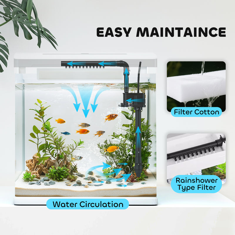 13L Glass Fish Tank with Filter and LED Light Ideal for Betta and Shrimp Black