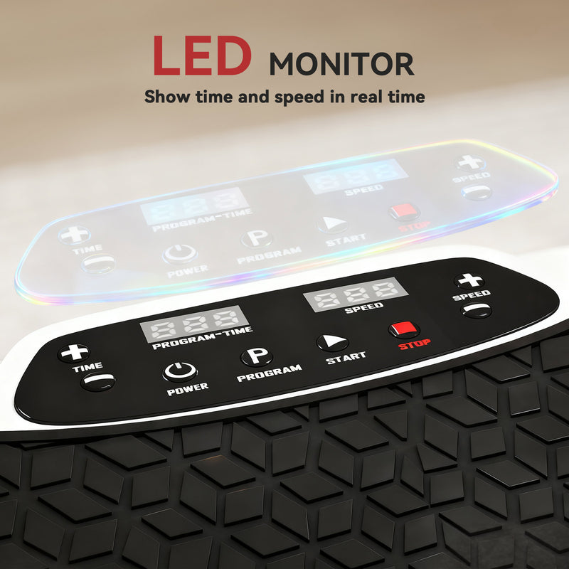 Vibration Plate Exercise Machine With Adjustable Handle And 50 Speed Settings Black AOSOM