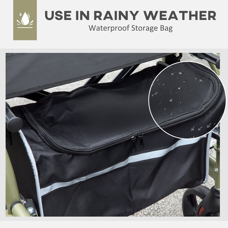 Rollator Walker with Wheels Brakes and Storage Bag Yellow Green by HOMCOM