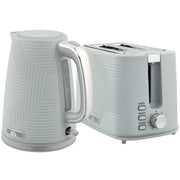 Grey Modern Kettle and Toaster Set for Fast Breakfast Preparation Dual Function Design