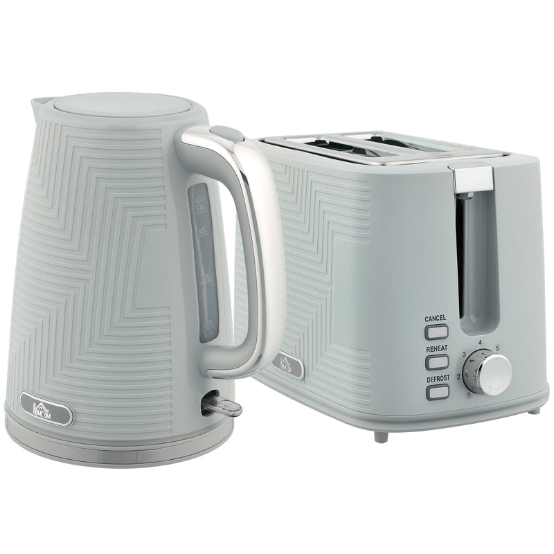 Grey Modern Kettle and Toaster Set for Fast Breakfast Preparation Dual Function Design