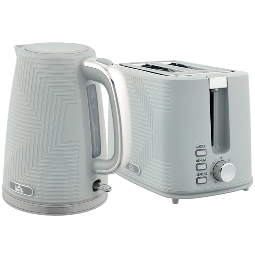 Grey Modern Kettle and Toaster Set for Fast Breakfast Preparation Dual Function Design