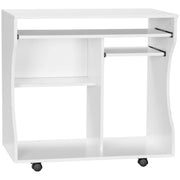 White Compact Work Desk with Multi Storage and Wheels by HOMCOM