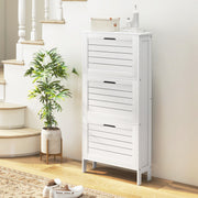 Slim Shoe Storage Cabinet with 3 Flip Drawers Space Saving Design for Hallway, White