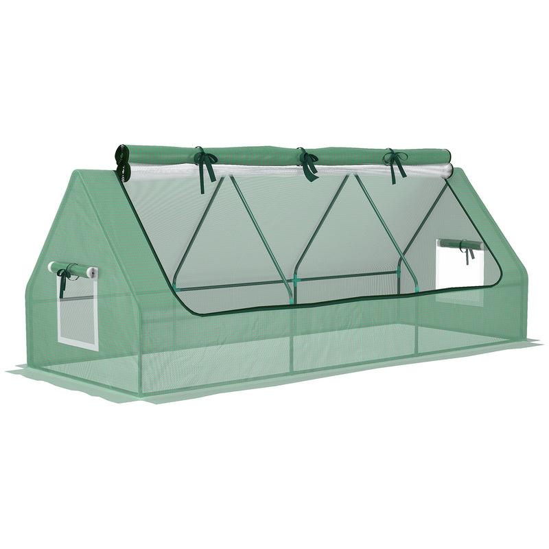 Portable Mini Polytunnel Greenhouse With Mesh Windows Ideal for Outdoor Growing Green