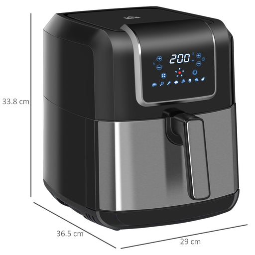 6.5L Black and Grey Air Fryer With Single Basket and Adjustable Temperature Control