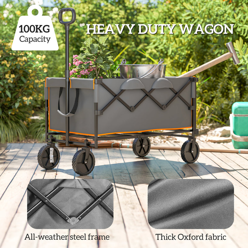 Grey and Orange 160L Folding Festival Trolley with Tailgate and Carry Bag