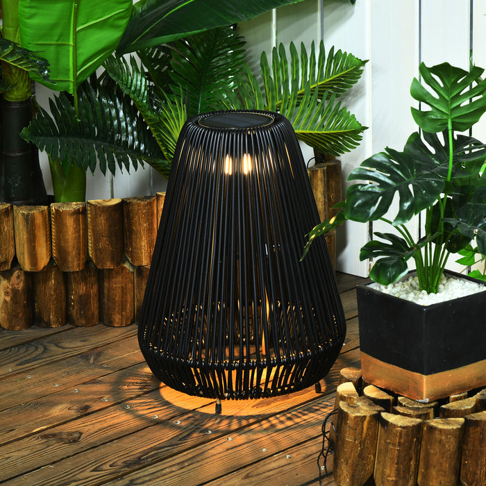 Outdoor Solar Powered Rattan Lamp, Black by Outsunny