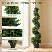 Artificial Spiral Cypress Trees Set of 2 for Easy Tidy Entrance 120 cm Deep Green Homcom