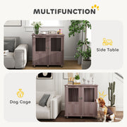 Dog Crate Table for Medium and Large Dogs with Magnetic Door Indoor Use Purple by PawHut