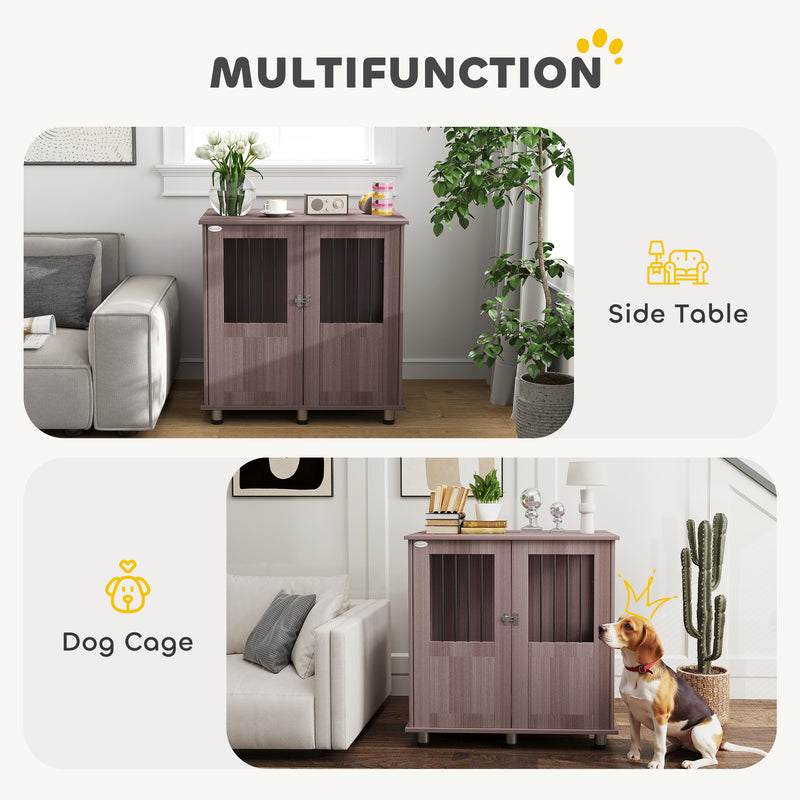 Dog Crate Table for Medium and Large Dogs with Magnetic Door Indoor Use Purple by PawHut