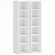 CD Storage Shelves Set of 2 with Adjustable Compartments for Media Organisation White AOSOM