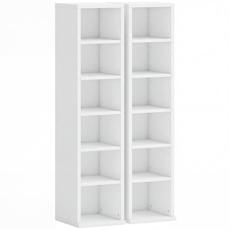 CD Storage Shelves Set of 2 with Adjustable Compartments for Media Organisation White AOSOM