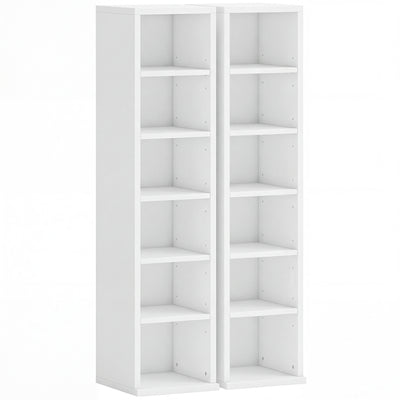 CD Storage Shelves Set of 2 with Adjustable Compartments for Media Organisation White AOSOM
