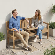 Wooden Garden Bench with Lift-Up Table and Hidden Storage for Outdoor Seating Teak AOSOM