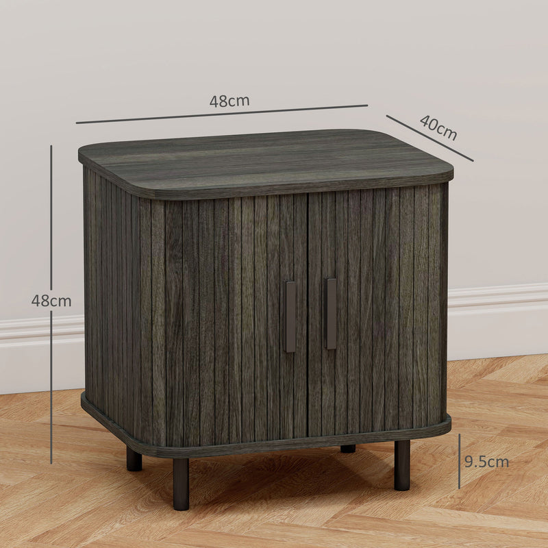 Bedside Table Sliding Door Grey - open door