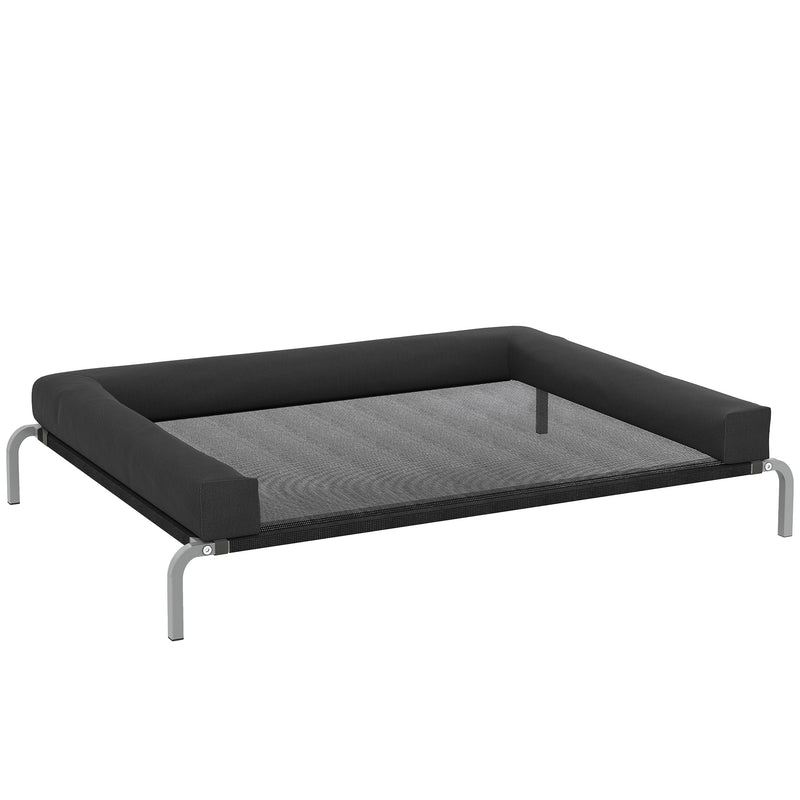 Raised Dog Bed with Mesh Surface and U-Shaped Pillow for Large Pets Indoor Outdoor Black