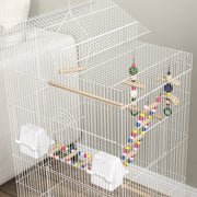 White Bird Cage for Budgies Finches Canaries with Accessories Toys and Tray by PawHut