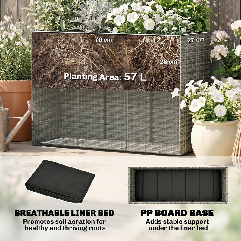 Raised Rattan Planter with Trellis for Easy Gardening Without Bending Dark Grey Outsunny