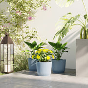 Set of 3 Blue 22cm Garden Planters Lightweight and Durable by Outsunny