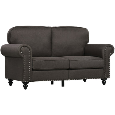 Two Seater Mid Century Sofa With Pocket Springs For Living Room Comfort Dark Brown