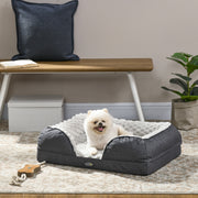 Calming Dog Bed with Removable Cover and Anti Slip Base for Small Pets Charcoal Grey