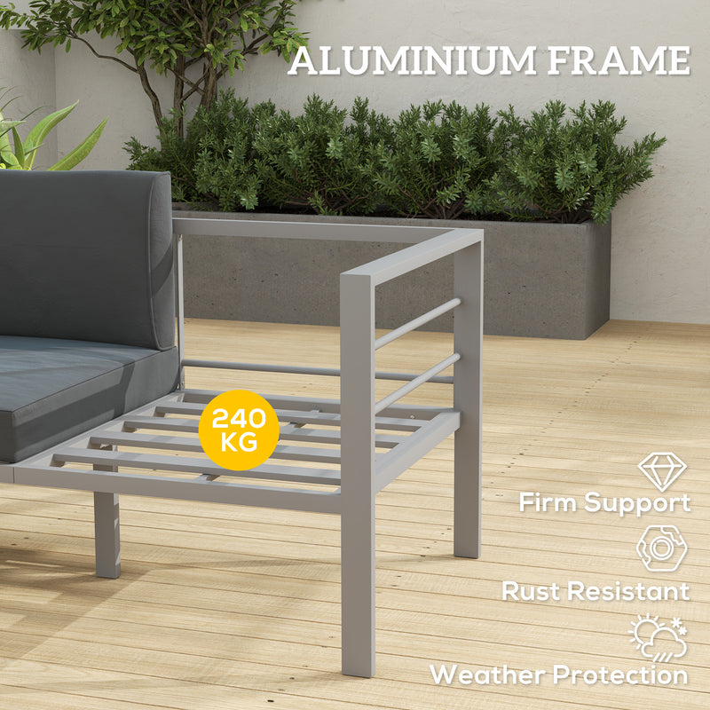 Grey Two Seater Aluminium Garden Sofa Weather Resistant by Outsunny