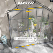 Walk In Polycarbonate Greenhouse With Sliding Door and Rain Gutter For Garden Use Dark Grey